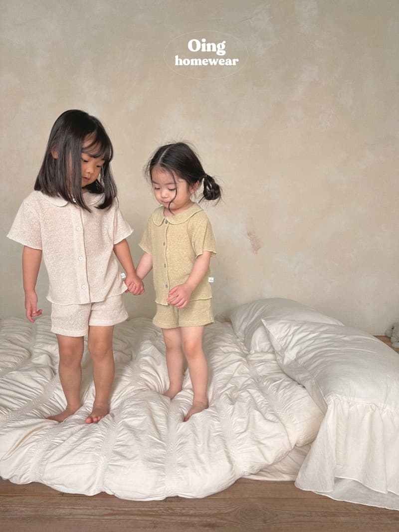 Oing - Korean Children Fashion - #toddlerclothing - Miu Collar Top Bottom Set