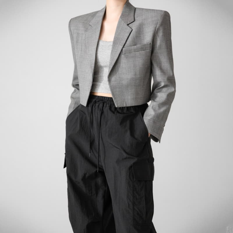 Paper Moon - Korean Women Fashion - #momslook - Open Front Cropped Blazer - 3