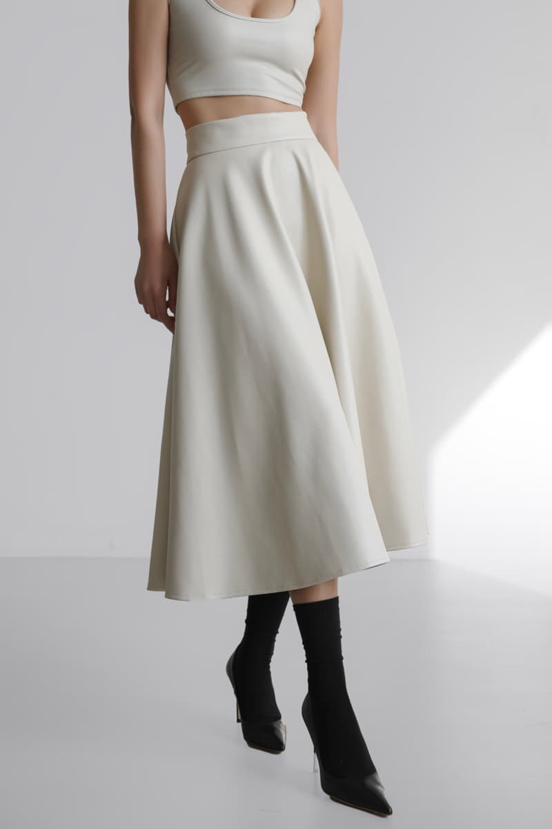 Paper Moon - Korean Women Fashion - #pursuepretty - Vegan Leather A Line Flared Midi Skirt