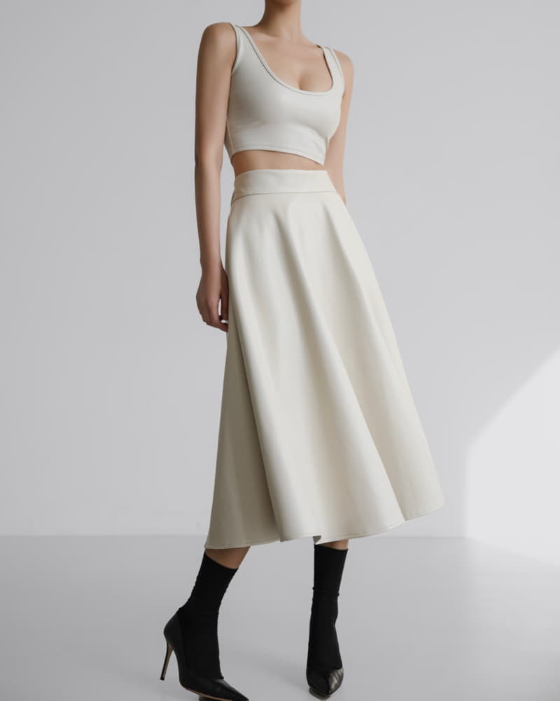 Paper Moon - Korean Women Fashion - #romanticstyle - Vegan Leather A Line Flared Midi Skirt - 4