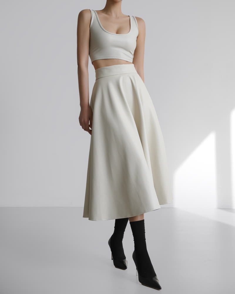 Paper Moon - Korean Women Fashion - #thatsdarling - Vegan Leather A Line Flared Midi Skirt - 5