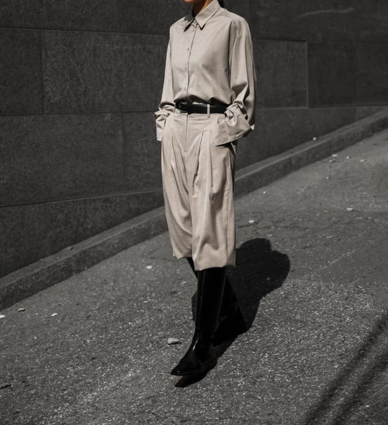 Paper Moon - Korean Women Fashion - #womensfashion - Maxi Length Wide Pin Tuck Trouses - 2