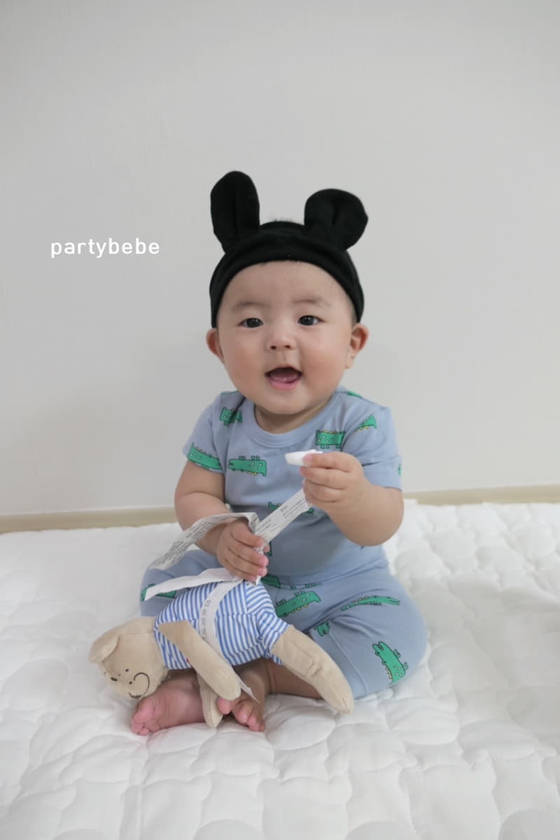 Party Kids - Korean Baby Fashion - #babyoutfit - Crocodile Top Easywear - 2