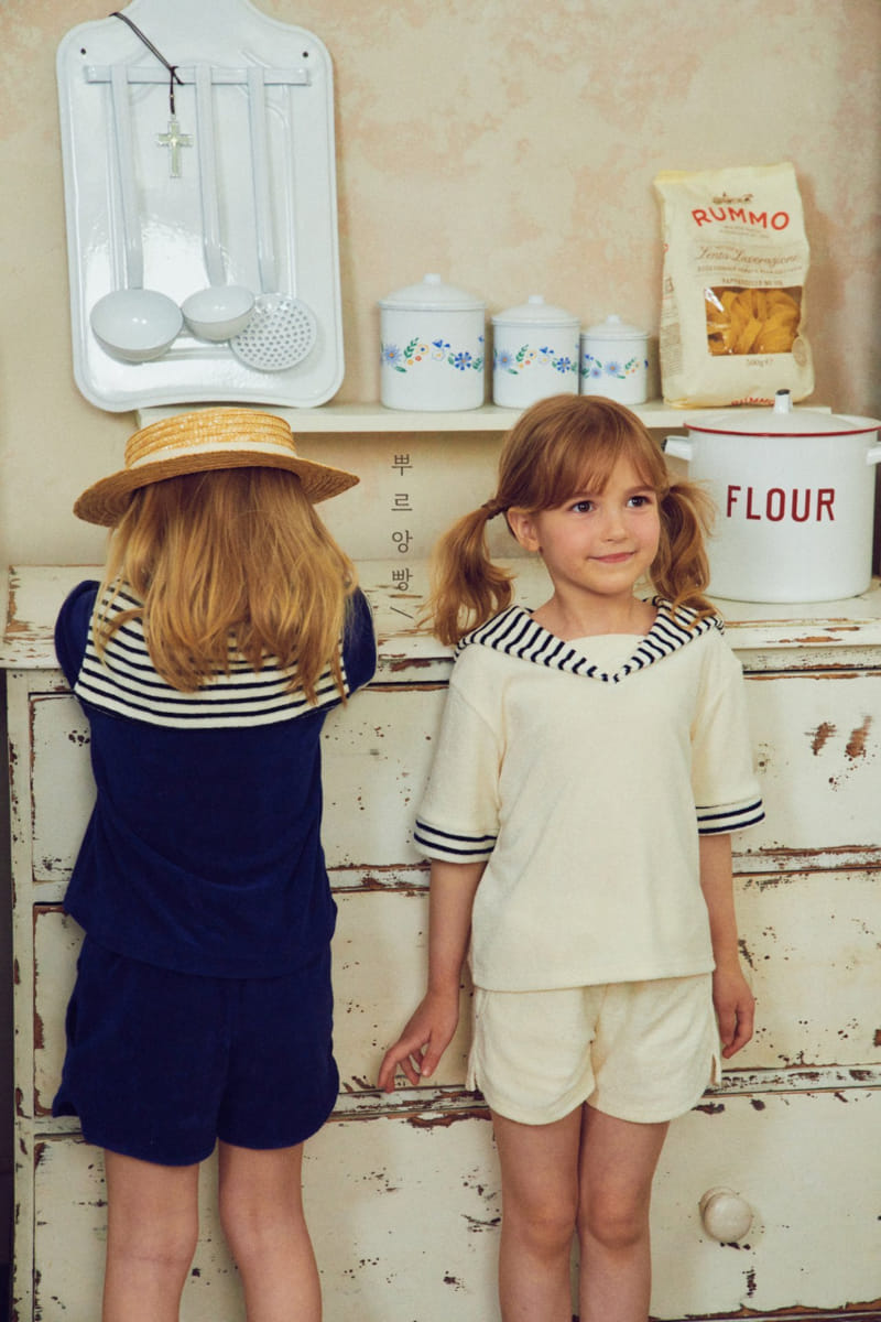 Pourenfant - Korean Children Fashion - #childrensboutique - Amber Sailor Terry Top Bottom Set - 3