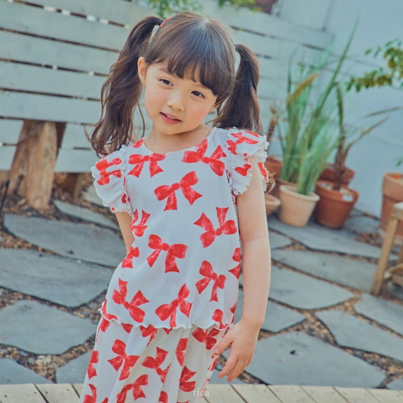 Rica - Korean Children Fashion - #prettylittlegirls - Ribbon Top Botom Set - 11