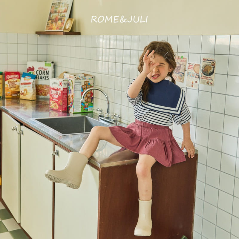 Rome Juli - Korean Children Fashion - #kidzfashiontrend - Stripes Shirring Tee - 4