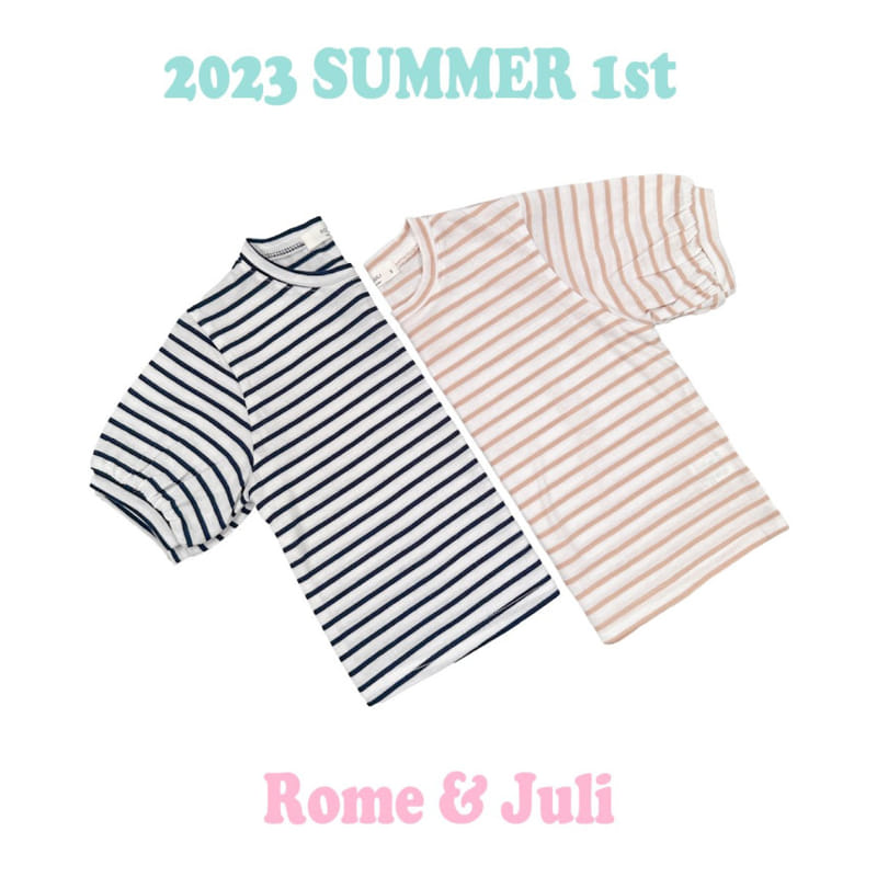 Rome Juli - Korean Children Fashion - #kidsshorts - Stripes Shirring Tee