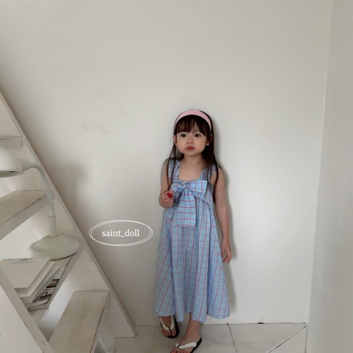Saint Doll - Korean Children Fashion - #childofig - Check Ribbon One-piece - 12