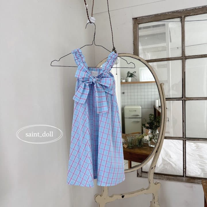 Saint Doll - Korean Children Fashion - #designkidswear - Check Ribbon One-piece