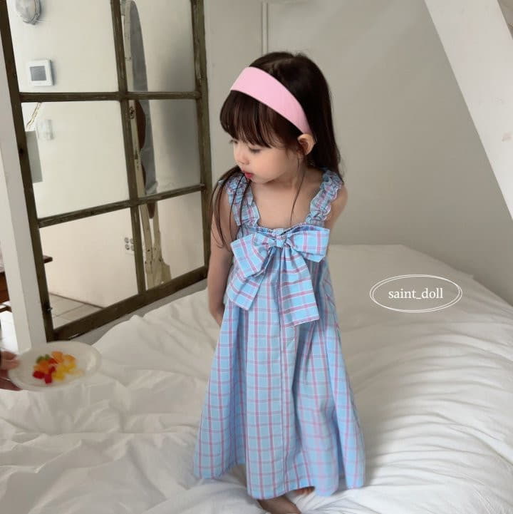 Saint Doll - Korean Children Fashion - #discoveringself - Check Ribbon One-piece - 2
