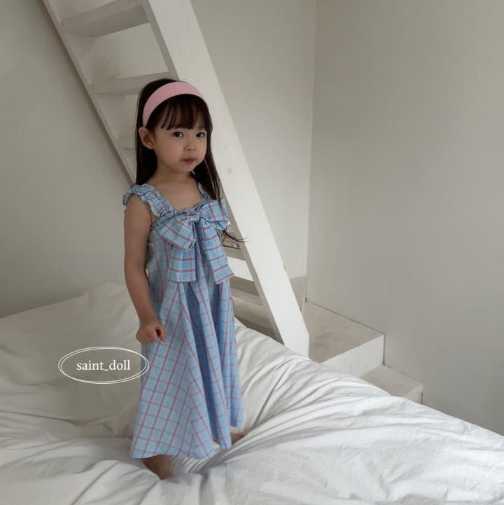 Saint Doll - Korean Children Fashion - #fashionkids - Check Ribbon One-piece - 3