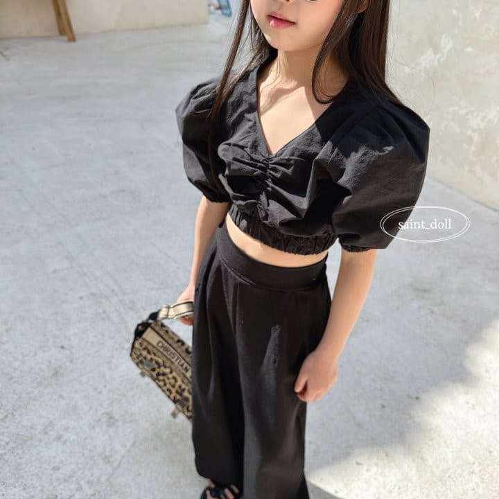 Saint Doll - Korean Children Fashion - #minifashionista - Shirring 3 Angle Crop Blouse with Mom - 7