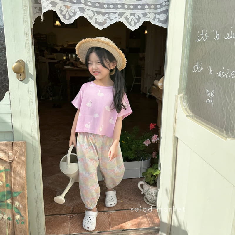 Salad Market - Korean Children Fashion - #prettylittlegirls - Swan Crop Tee - 8