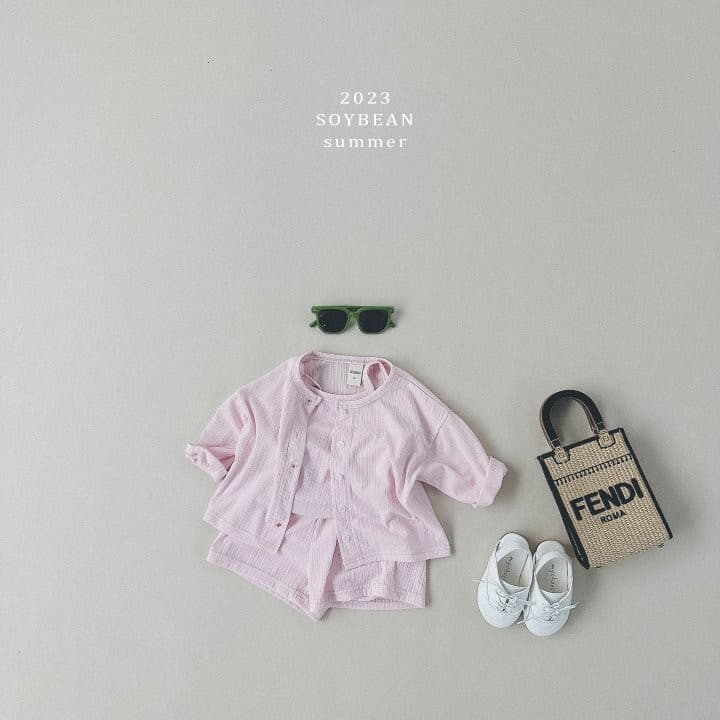 Soybean - Korean Children Fashion - #kidsshorts - Cool Sleeveless Cardigan Shorts Set - 2