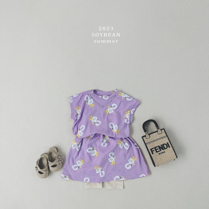 Soybean - Korean Children Fashion - #prettylittlegirls - Swan Skirt Top Bottom Set