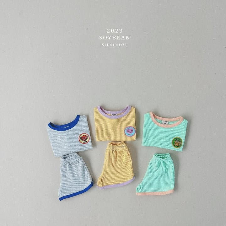 Soybean - Korean Children Fashion - #toddlerclothing - Kid Waffle Top Bottom Set - 7