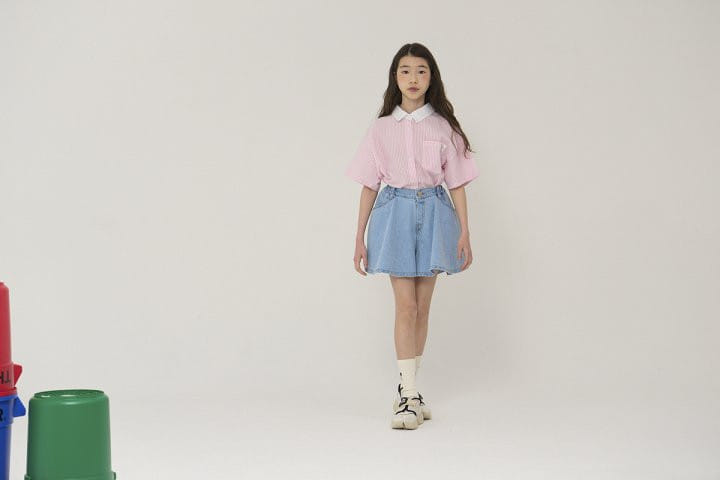 a-Market - Korean Children Fashion - #kidsshorts - Denim Skirt Shorts - 10