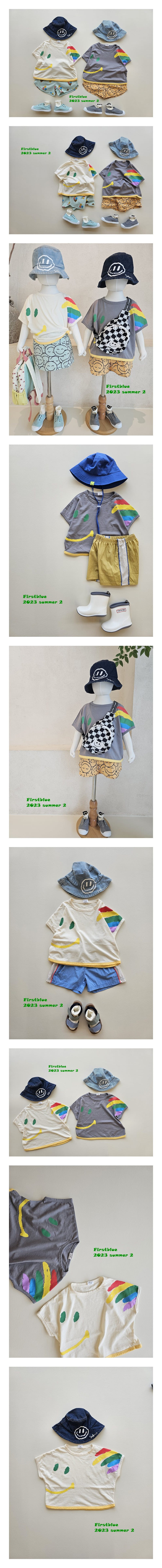 1st Blue - Korean Children Fashion - #kidsshorts - Smile Tee