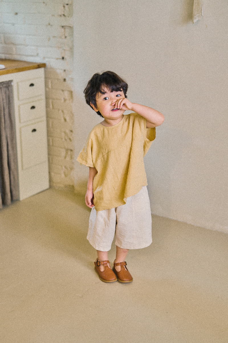 A-Market - Korean Children Fashion - #stylishchildhood - Cap Sleeves Linen Blouse - 4