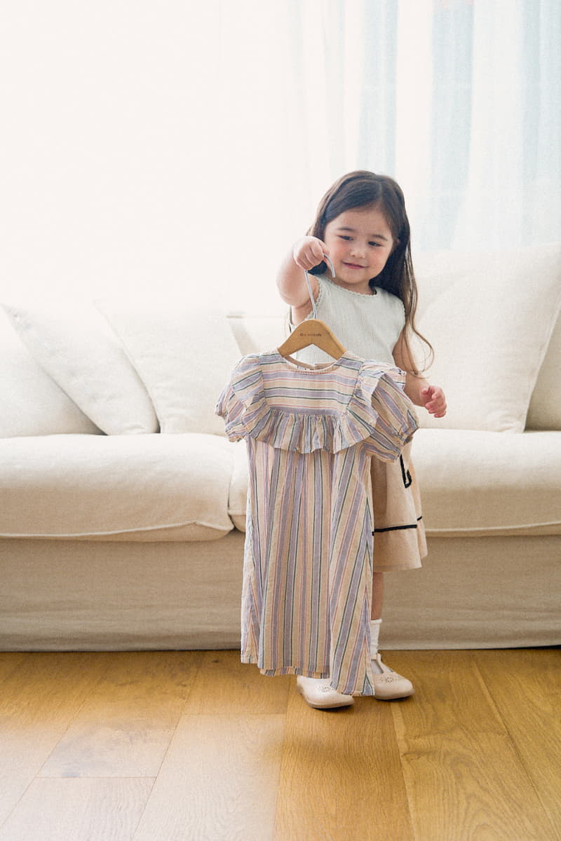 A-Market - Korean Children Fashion - #discoveringself - Sweet Stripes One-piece - 3