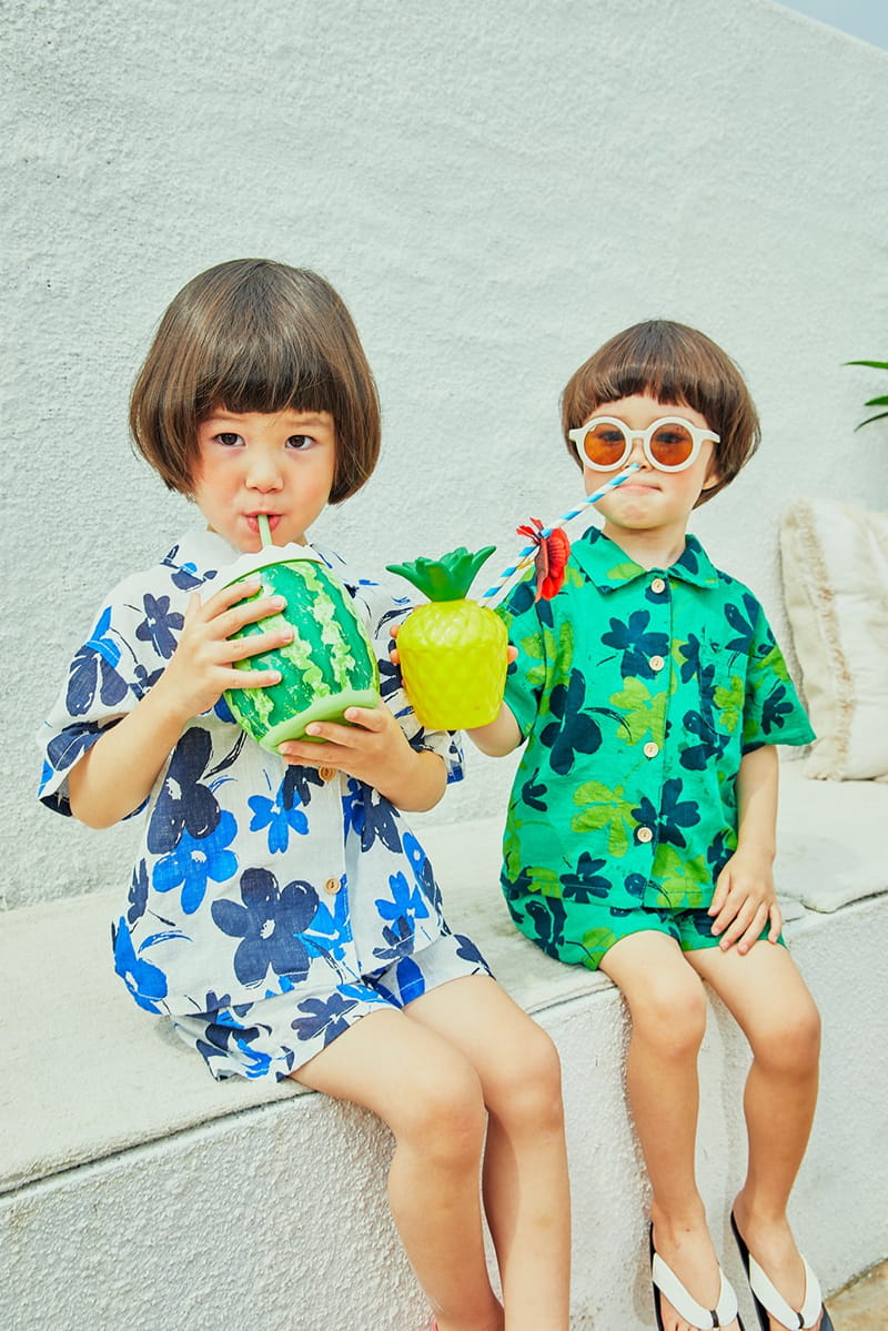 A-Market - Korean Children Fashion - #discoveringself - Beach Shirt Top Bottom Set - 2