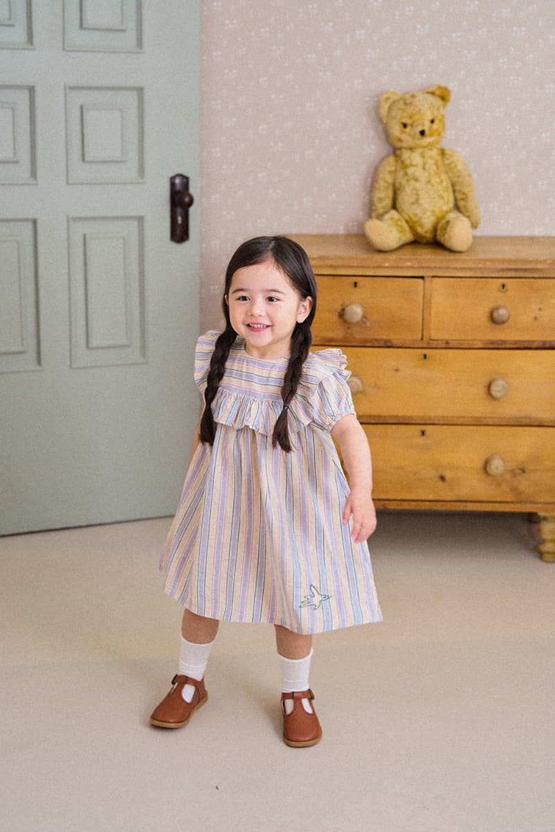 A-Market - Korean Children Fashion - #kidsstore - Sweet Stripes One-piece - 6