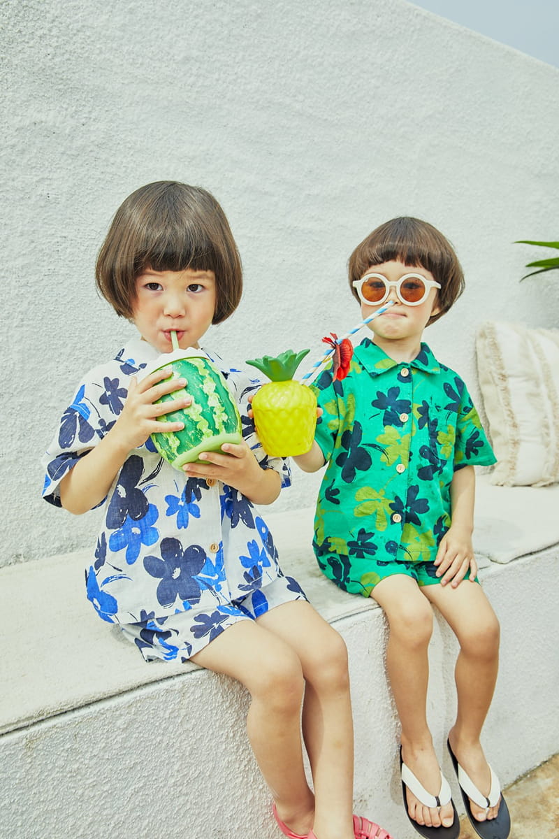 A-Market - Korean Children Fashion - #prettylittlegirls - Beach Shirt Top Bottom Set - 11