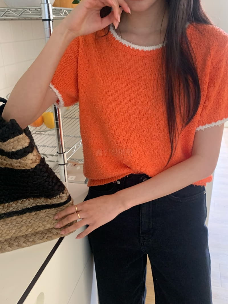 As Thought - Korean Women Fashion - #vintagekidsstyle - Peach Color Knit Tee - 3