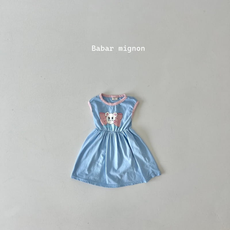 Babar Mignon - Korean Children Fashion - #prettylittlegirls - Ribbon Bear Line One-piece - 4