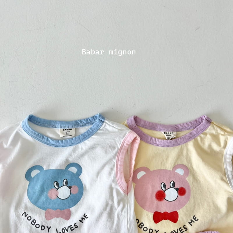 Babar Mignon - Korean Children Fashion - #childofig - Smile Bear Sleeveless Top Bottom Set - 3