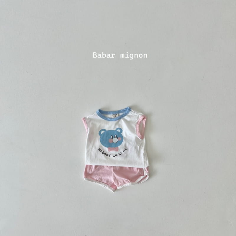 Babar Mignon - Korean Children Fashion - #childofig - Smile Bear Sleeveless Top Bottom Set - 4