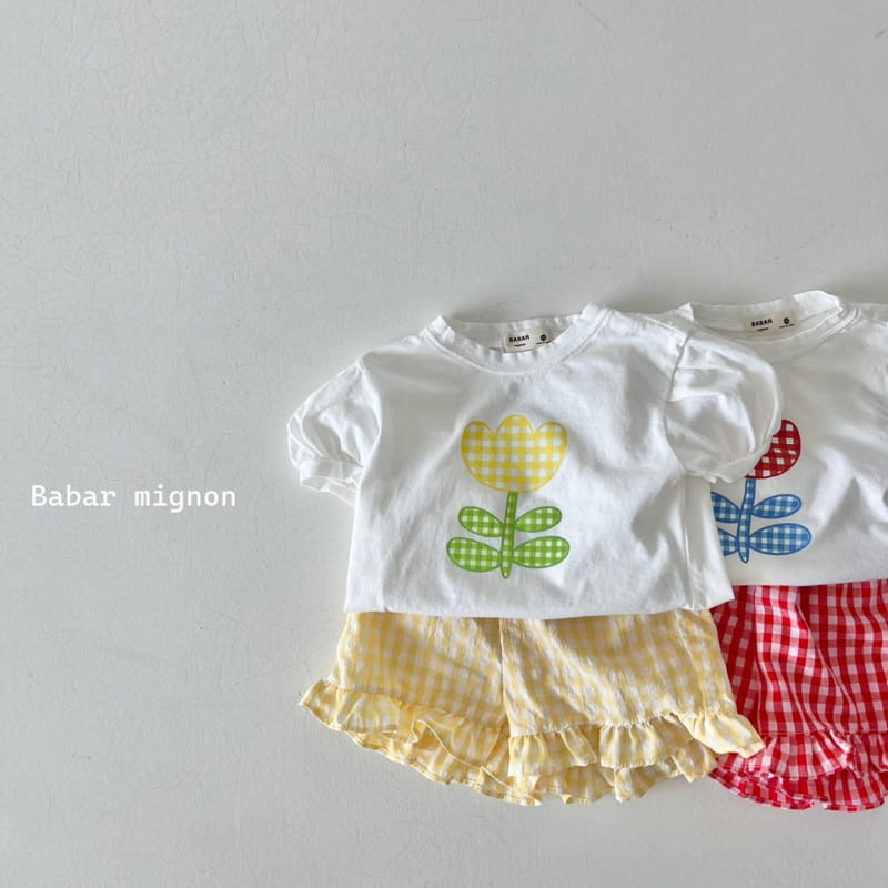 Babar Mignon - Korean Children Fashion - #childofig - Tulip Check Frill Top Bottom Set - 2