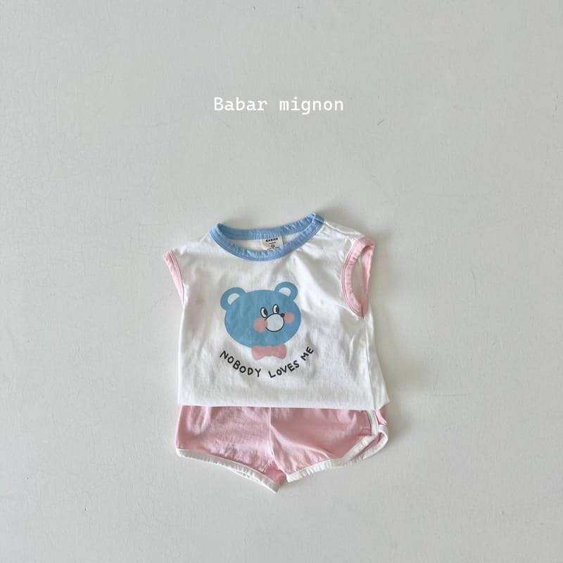 Babar Mignon - Korean Children Fashion - #childrensboutique - Smile Bear Sleeveless Top Bottom Set - 5