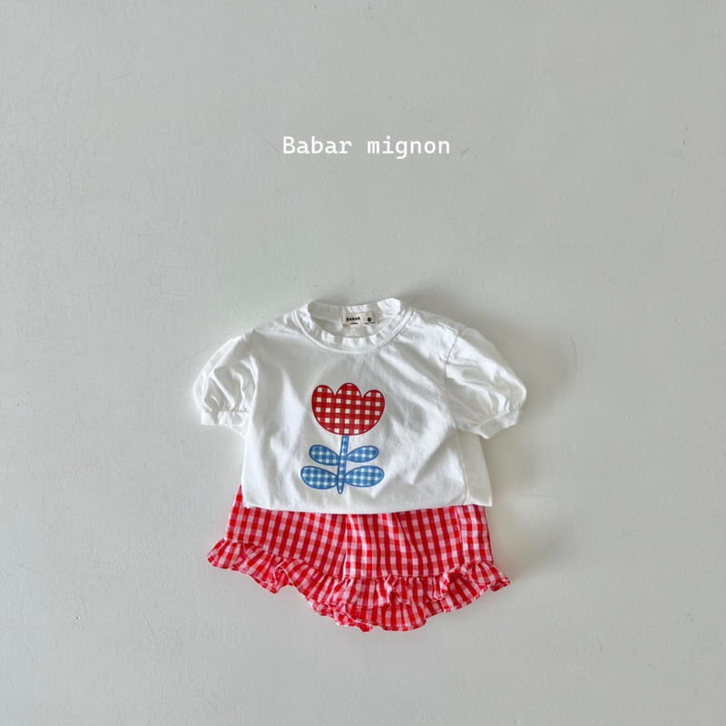 Babar Mignon - Korean Children Fashion - #designkidswear - Tulip Check Frill Top Bottom Set - 5
