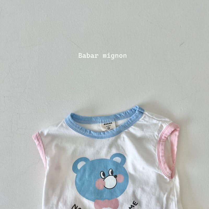 Babar Mignon - Korean Children Fashion - #discoveringself - Smile Bear Sleeveless Top Bottom Set - 7