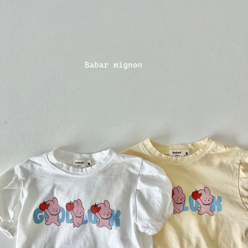 Babar Mignon - Korean Children Fashion - #kidsshorts - Apple Rabbit Puff Tee - 3