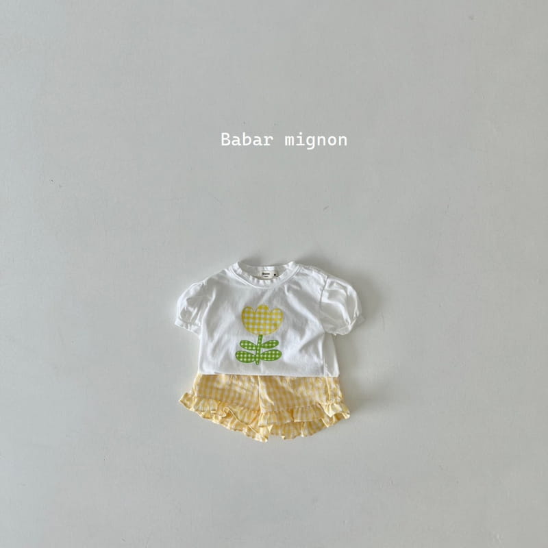 Babar Mignon - Korean Children Fashion - #kidsshorts - Tulip Check Frill Top Bottom Set - 8