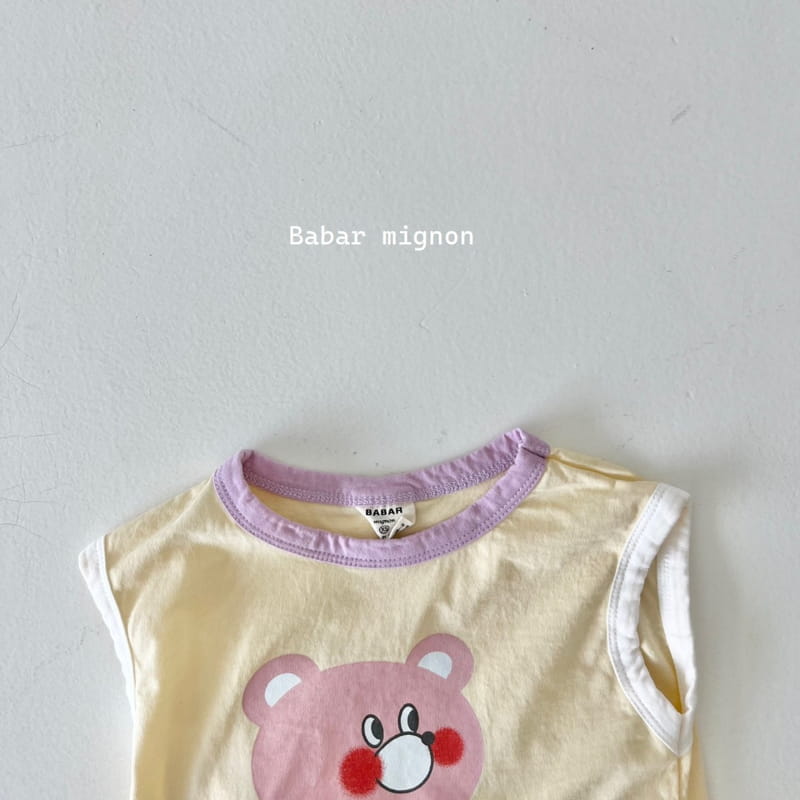 Babar Mignon - Korean Children Fashion - #kidzfashiontrend - Smile Bear Sleeveless Top Bottom Set - 11