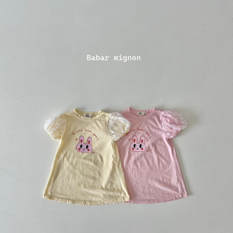 Babar Mignon - Korean Children Fashion - #littlefashionista - Love Rabbit Puff One-piece