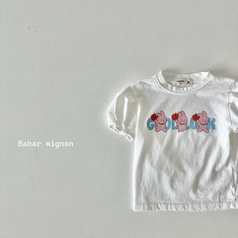 Babar Mignon - Korean Children Fashion - #prettylittlegirls - Apple Rabbit Puff Tee - 10