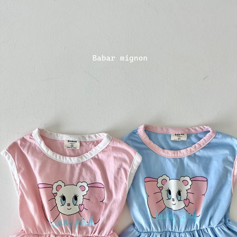 Babar Mignon - Korean Children Fashion - #prettylittlegirls - Ribbon Bear Line One-piece - 3