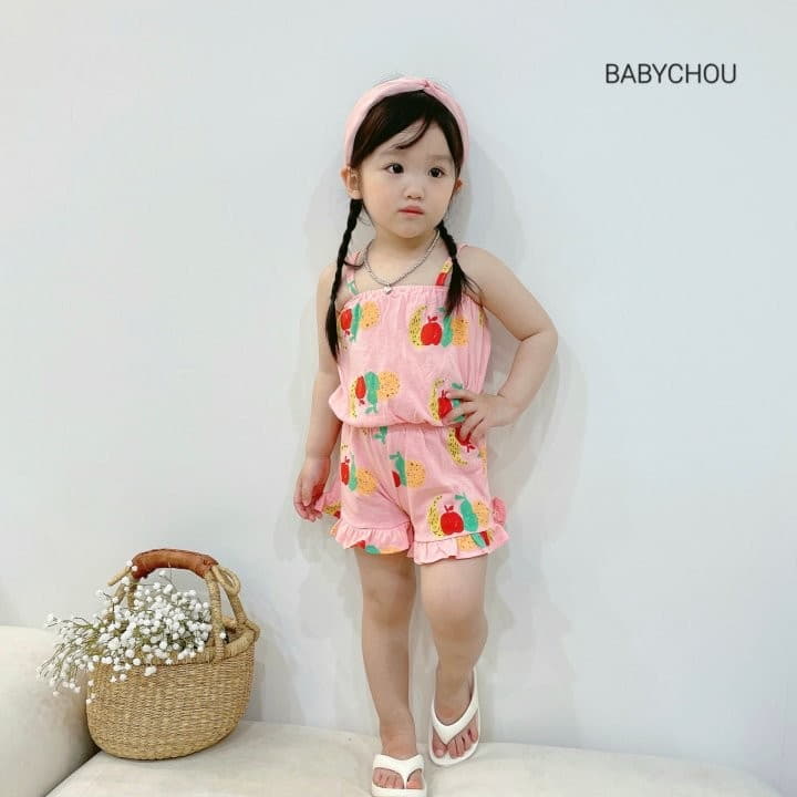 Babychou - Korean Children Fashion - #Kfashion4kids - Fruit Top Bottom Set - 10