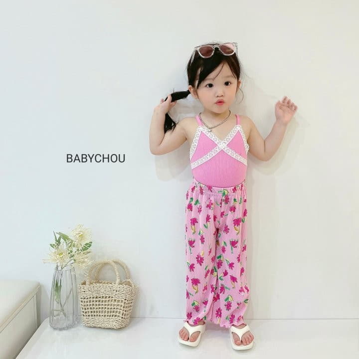 Babychou - Korean Children Fashion - #kidzfashiontrend - Flower Pleats Pants - 4