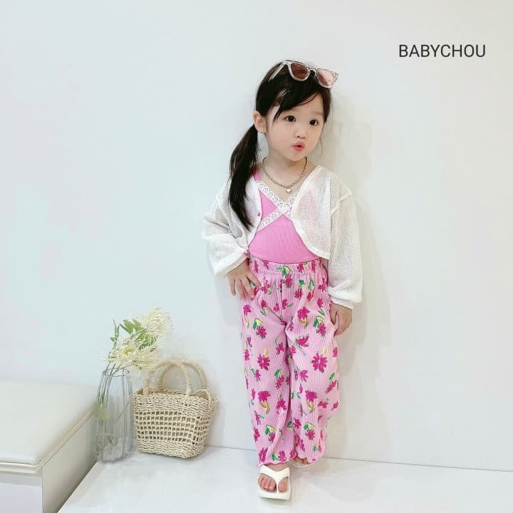 Babychou - Korean Children Fashion - #kidsstore - Flower Pleats Pants - 2