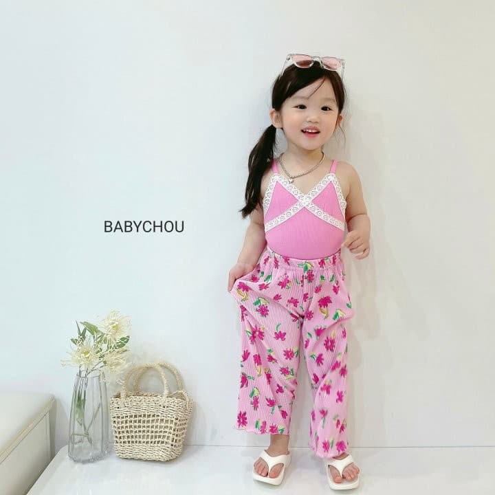 Babychou - Korean Children Fashion - #kidzfashiontrend - Flower Pleats Pants - 3