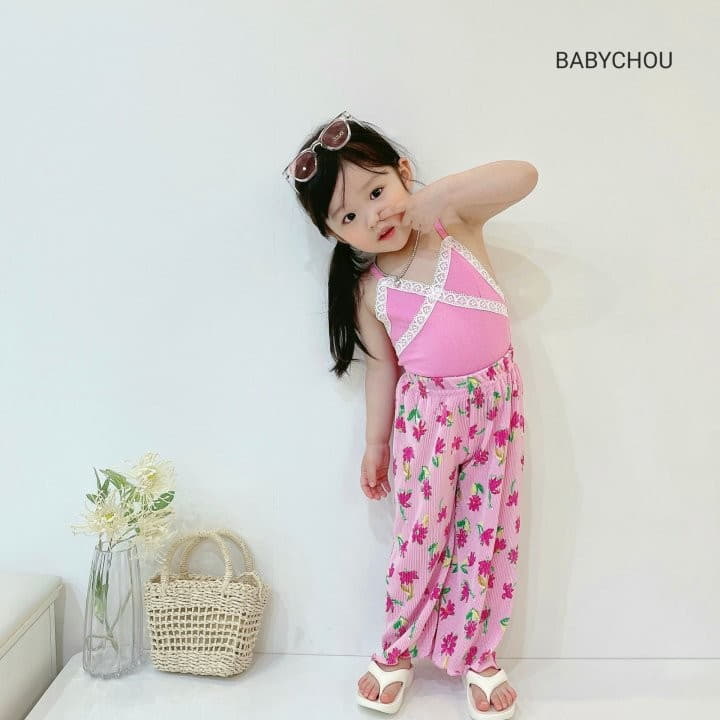 Babychou - Korean Children Fashion - #littlefashionista - Flower Pleats Pants - 5