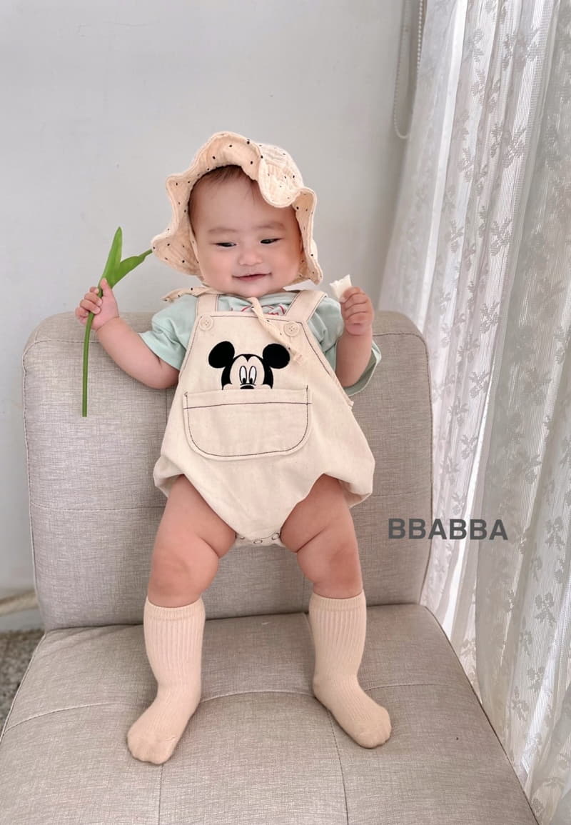 Bbabba - Korean Baby Fashion - #babyboutique - M Embrodiery Dungarees Bodysuit - 7
