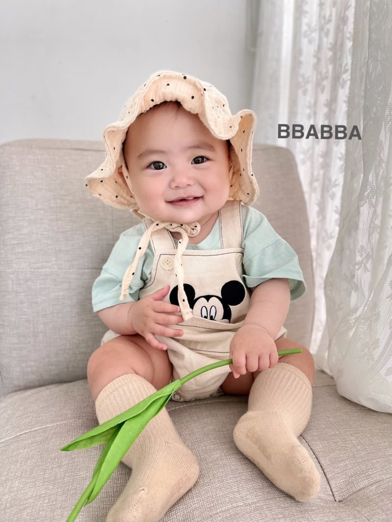Bbabba - Korean Baby Fashion - #babyoutfit - M Embrodiery Dungarees Bodysuit - 2