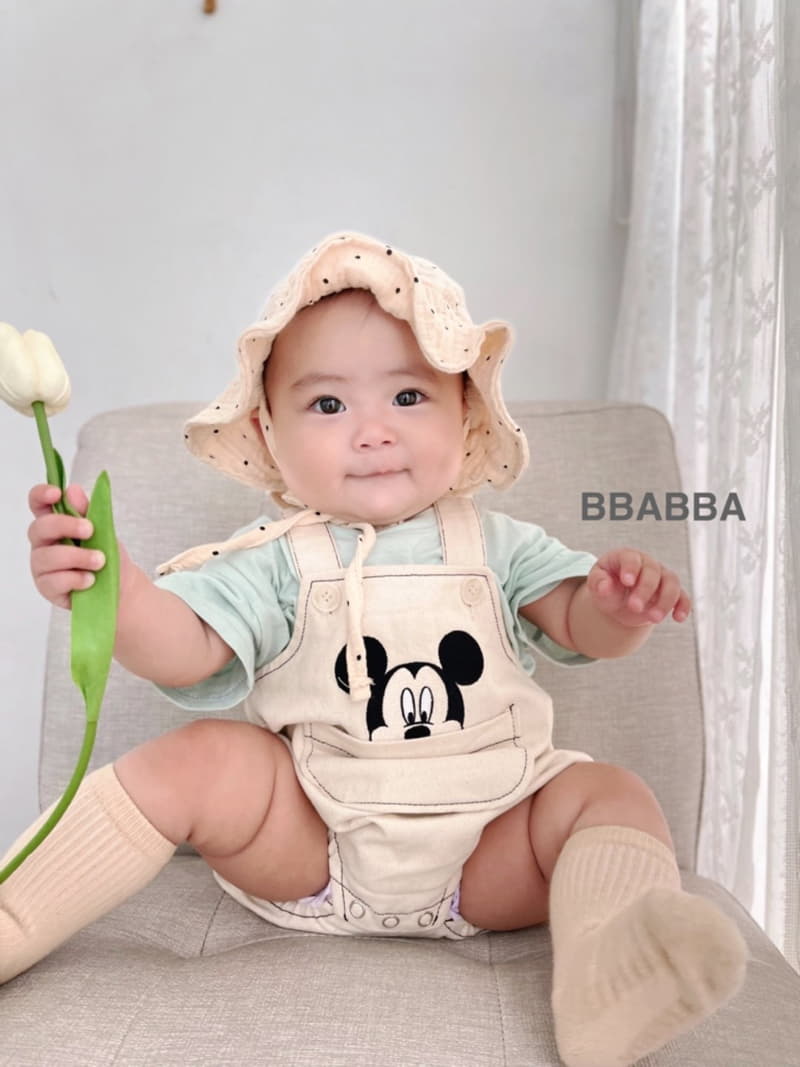 Bbabba - Korean Baby Fashion - #babyoutfit - M Embrodiery Dungarees Bodysuit - 4