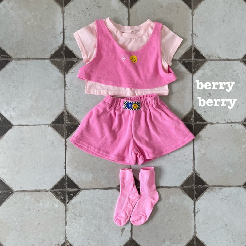 Berry Berry - Korean Children Fashion - #childofig - Smile Towel Top Bottom Set